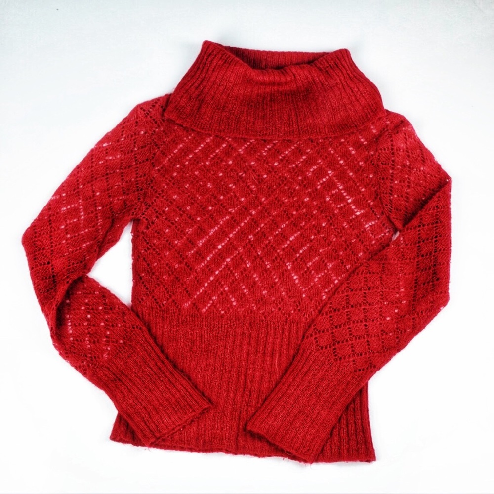 Two Sisters Women Size M Lace Turtleneck Sweater